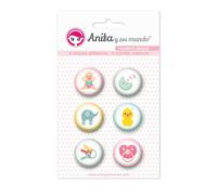 Pack 6 Chapas Adhesivas Nuestra Peque 25 mm. Anita