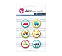 Pack 6 Chapas Adhesivas Sobre Ruedas 25 mm. Anita