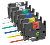 Pack 6 Cintas Etiqueta Sustitutivas Multicolores 9mm para Brother P-Touch