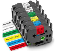 Pack 6 Cintas Sustitutivas TZe 18mm Multicolores para Etiquetadora Brother