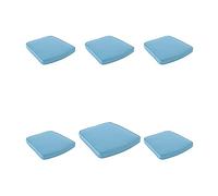 Pack 6 cojines para sillas de jardín, Forma curva, color turquesa, Medidas 45x47x5 cm, Repelente al agua, Desenfundable, Funda de cojín con relleno para sillas de terraza, Cojines silla de comedor