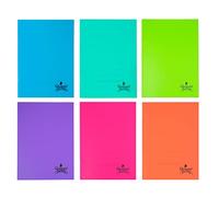 PACK 6 CUADERNOS A5 RAYAS HORIZONTALES QUIJOTE PAPER WORLD - Grapado, Rayas horizontales, Tapa Plástico, 48 Hojas, 60 gr/m2-6 Colores flúor