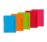 Pack 6 Cuadernos Libretas Espiral Tapa Plastico Polipropileno A5 90 gramos 80 Hojas 2 Rayas 3.5 milimetros