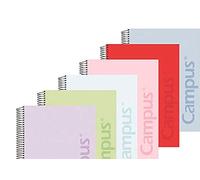 Pack 6 Cuadernos Libretas Espiral Tapa Plastico Polipropileno colores Pastel A4 90 gramos 80 Hojas Cuadricula 4 milimetros