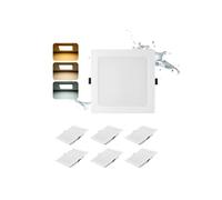 Pack 6 Downlight LED Techo Cuadrado 16W 3 Tonos 1400lm Agujero Ø145-160mm | Grebeam Downlight LED 150mm 16W Equiv. 150W Halógenos IP44 Ultrafino 30mm de Fondo 3000K/4000K/6000K para Baño y Salón