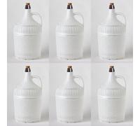 Pack 6 Garrafas Damajuanas Garrafones 5 litros Cristal Forrado Plástico Blanco Alto Gramaje, Corcho Natural Ajuste Perfecto con Recambios Corcho