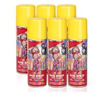 Pack 6 Laca de Pelo Color Amarillo 125ml - Spray Colores para Cabello Rápida coloración, Lavable