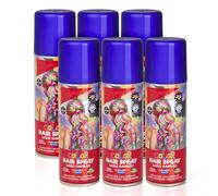 Pack 6 Laca de Pelo Color Azul 125ml - Spray Colores para Cabello Rápida coloración, Lavable