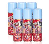 Pack 6 Laca de Pelo Color Azul Claro 125ml - Spray Colores para Cabello Rápida coloración, Lavable