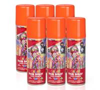 Pack 6 Laca de Pelo Color Naranja 125ml - Spray Colores para Cabello Rápida coloración, Lavable