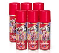 Pack 6 Laca de Pelo Color Rojo 125ml - Spray Colores para Cabello Rápida coloración, Lavable