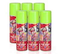 Pack 6 Laca de Pelo Color Verde Claro 125ml - Spray Colores para Cabello Rápida coloración, Lavable