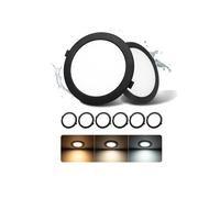 Pack 6 LED Techo Empotrable Negro 16W 3 Tonos 1400lm Agujero Ø145-160mm | Grebeam Downlight LED 150mm 16W Equiv. 150W Halógenos IP44 Ultrafino 30mm de Fondo 3000K/4000K/6000K para Baño y Salón