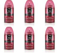 Pack 6 Recambios Aerosol Ambientador Spray Frescor Natural para Difusores y Manual, Esencia para hogar con Aroma Declaración de Amor 250 ml