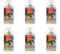 Pack 6 Recambios Aerosol Ambientador Spray Frescor Natural para Difusores y Manual, Esencia para hogar con Aroma Frescor Tropical 250 ml