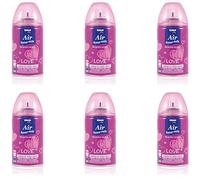 Pack 6 Recambios Aerosol Ambientador Spray Frescor Natural para Difusores y Manual, Esencia para hogar con Aroma Amor 250 ml