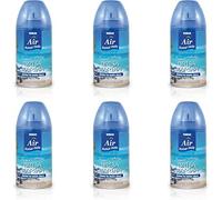 Pack 6 Recambios Aerosol Ambientador Spray Frescor Natural para Difusores y Manual, Esencia para hogar con Aroma Brisa Marina 250 ml