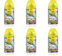 Pack 6 Recambios Aerosol Ambientador Spray Frescor Natural para Difusores y Manual, Esencia para hogar con Aroma Frescor Primavera 250 ml