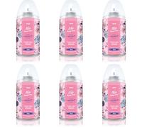 Pack 6 Recambios Aerosol Ambientador Spray Frescor Natural para Difusores y Manual, Esencia para hogar con Aroma Frutos Rojos & Violeta 250 ml