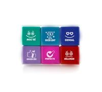 Pack 6 Sellos Escolares - Especial Profesores en 6 Colores y 7 Idiomas, Hasta 1000 Impresiones por Sellos en caja transparente by Office Box (Catalán/Valenciano)