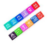 Pack 6 Sellos Escolares - Especial Profesores en 6 Colores y 7 Idiomas, Hasta 1000 Impresiones por Sellos en caja transparente by Office Box (Pack ENG - FRA)