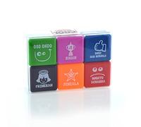 Pack 6 Sellos Escolares - Especial Profesores en 6 Colores y 7 Idiomas, Hasta 1000 Impresiones por Sellos en caja transparente by Office Box (Euskera)