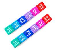 Pack 6 Sellos Escolares - Especial Profesores en 6 Colores y 7 Idiomas, Hasta 1000 Impresiones por Sellos en caja transparente by Office Box (Pack ESP - ENG)