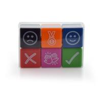 Pack 6 Sellos Escolares - Especial Profesores en 6 Colores y 7 Idiomas, Hasta 1000 Impresiones por Sellos en caja transparente by Office Box (ICONS)