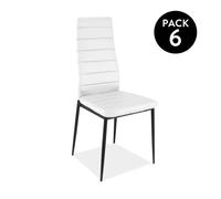 HomeSouth duehome Pack 6 sillas Comedor, Sillas Salon, Modelo emi, Acabado en símil Piel Blanco y Patas Negras, Medidas: 44 cm Ancho x 42 cm Largo x 96 cm Alto