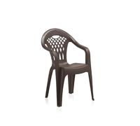 Pack 6 Sillas de Jardín Cancún Wengué - Sillas de Exterior Apilables - Plástico Resistente - Asiento y Respaldo Confort - Ideal Terraza, Jardín y Patio - Ligero y Duradero