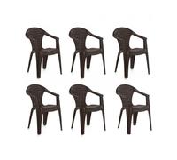 Pack 6 Sillas de Jardín Dream Wengué - Sillas de Exterior Apilables - Plástico Resistente - Asiento y Respaldo Confort - Ideal Terraza, Jardín y Patio - Ligero y Duradero