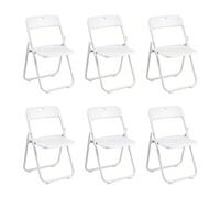 Pack 6 Sillas Plegables Blancas Eventos - Estructura Hierro Reforzado y Asiento Plástico Rígido - Ligera, Apilable y Resistente para Catering, Oficinas y Ceremonias - Diseño Ergonómico (75x40x39 cm)
