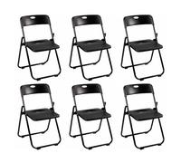 Pack 6 Sillas Plegables Negras Eventos - Estructura Hierro Reforzado y Asiento Plástico Rígido - Ligera, Apilable y Resistente para Catering, Oficinas y Ceremonias - Diseño Ergonómico (75x40x39 cm)