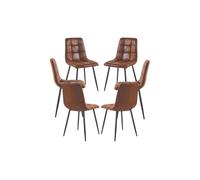 Regalos Miguel - Packs Sillas Comedor - Pack 6 Sillas Stuhl Polipiel - Marrón Vintage