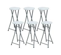 Pack 6 taburetes plegables alto blanco 30x76cm thnia home