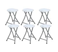 Pack 6 Taburetes Plegables de Resina y Acero 31x45cm Blancos 7house
