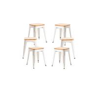 Pack 6 taburetes torix pequeños madera natural - blanco