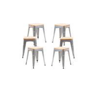 Pack 6 taburetes torix pequeños madera natural - gris metalizado