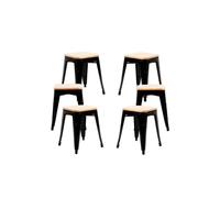 Pack 6 taburetes torix pequeños madera natural - negro