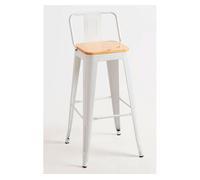 RegalosMiguel Pack 6 Taburetes Torix Respaldo Madera Natural - Blanco