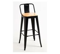 RegalosMiguel Pack 6 Taburetes Torix Respaldo Madera Natural - Negro
