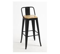 Pack 6 taburetes torix respaldo madera natural - negro mate