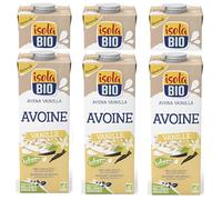 Pack 6 x Bebida Vegetal de Avena y Vainilla IsolaBio Bio 1 L (6 L total) - Bebida ecológica con sabor vainilla, ideal para café y smoothies, para cereales y repostería, pack ahorro