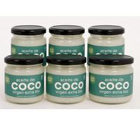 Pack 6x Aceite de Coco Virgen 200 ml | EcoBasics Bio | 100% Natural y Ecológico | Uso Alimentario y Cosmético | Prensado en Frío | Sin Aditivos