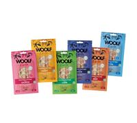 Pack 6x90g - Caja Variada Snacks Naturales Perros - Dog Treats Alta Digestibilidad - Sin Cuero Crudo Sin Cereales - Colágeno Perros Articulaciones - Omega 3 Piel y Músculos - Proteína - Woolf - M