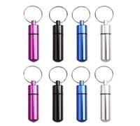 Pack 8 Pastillero Llavero, Pastilleros Pequeños de Aluminio Impermeable, Mini Cápsula Portátil, Pastillero Pequeño Bolsillo para Viajes, Camping, Excursiones y Pastilleros de Viaje Pequeño