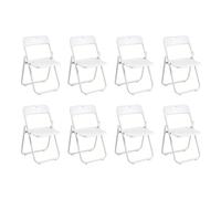 Pack 8 Sillas Plegables Blancas Eventos - Estructura Hierro Reforzado y Asiento Plástico Rígido - Ligera, Apilable y Resistente para Catering, Oficinas y Ceremonias - Diseño Ergonómico (75x40x39 cm)