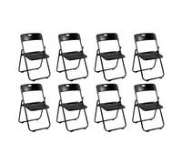 Pack 8 Sillas Plegables Negras Eventos - Estructura Hierro Reforzado y Asiento Plástico Rígido - Ligera, Apilable y Resistente para Catering, Oficinas y Ceremonias - Diseño Ergonómico (75x40x39 cm)