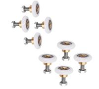 Pack 8 Uds. Rodamientos de Mampara de Ducha. Ruedas con Diámetro 20 mm y Tornillos M6 Incluidos. Incompatible con soportes, instalación directo al vidrio.