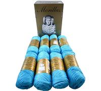 PACK 8 ZEPELINES Algodón perlé 100% egipcio mercerizado para DIY y tejer a mano labores de ganchillo o punto con un acabado elegante. (8 X 75gr)… (5, AZUL 4)